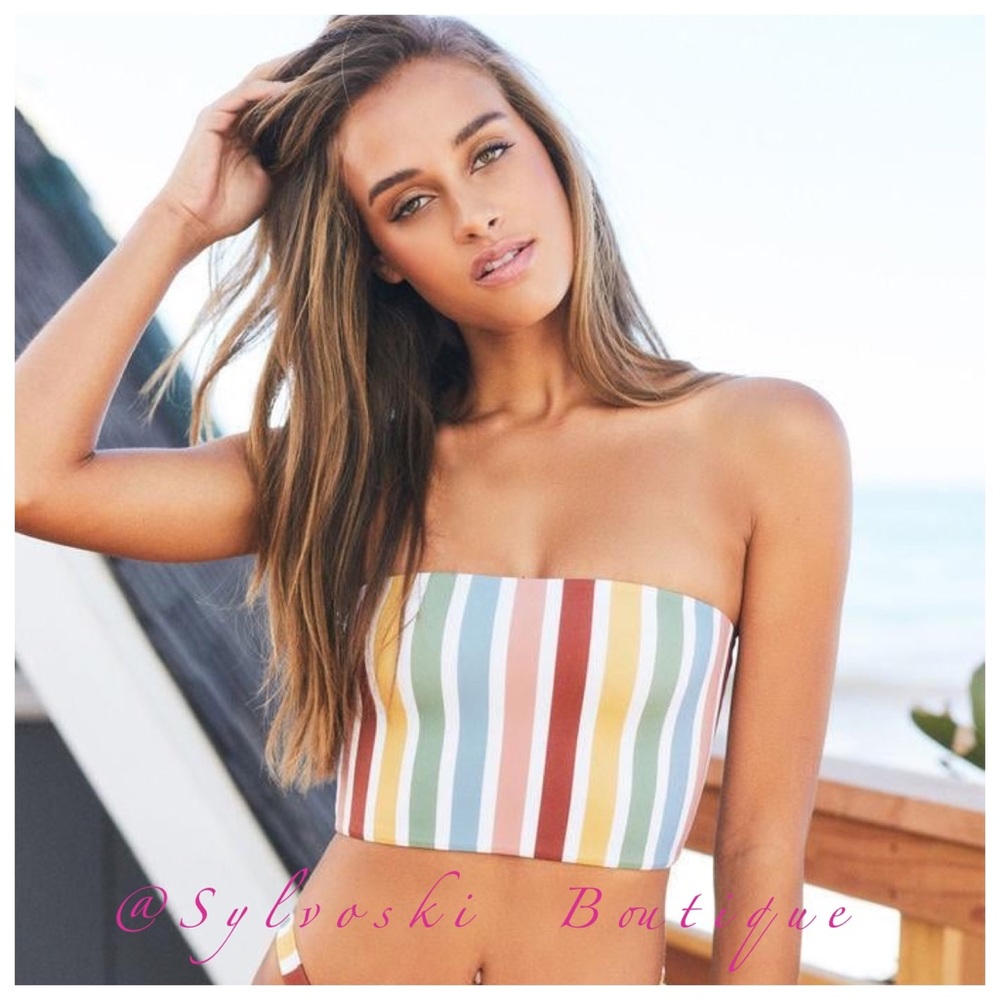 ๐ฅ LA Hearts Stripe Aster Bandeau Bikini Top NWT - Picture 3 of 9